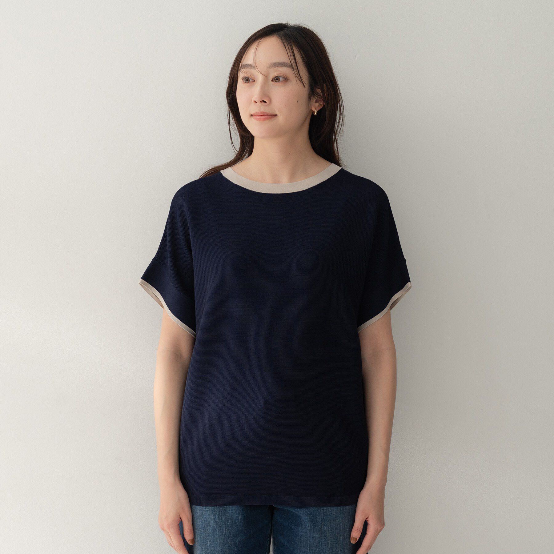 UNTITLED「【11色展開/体型カバー/洗える】前後2WAYフレンチスリーブニット」|ニット・セーター|