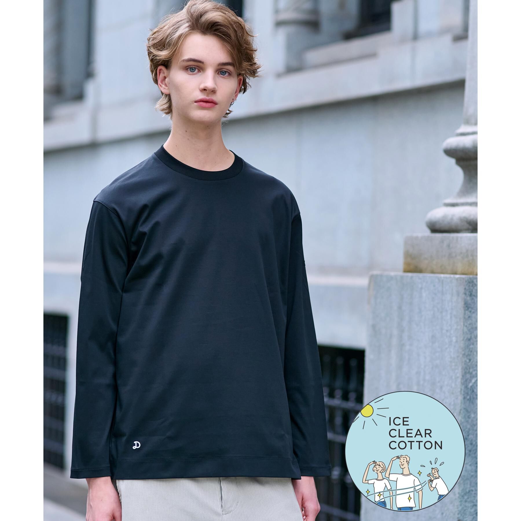 DRESSTERIOR「【接触冷感/抗菌防臭/消臭】ICE CLEAR COTTON クルーネックロンT」|Tシャツ・カットソー|ブラック(019)