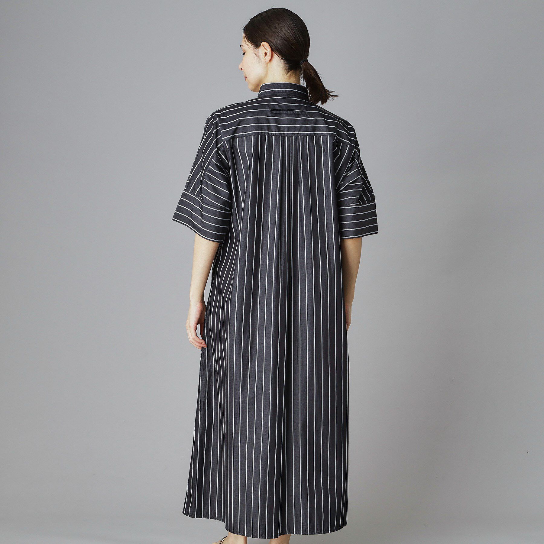 DRESSTERIOR「TICCA（ティッカ）テント半袖ストライプシャツワンピース」|ワンピース|