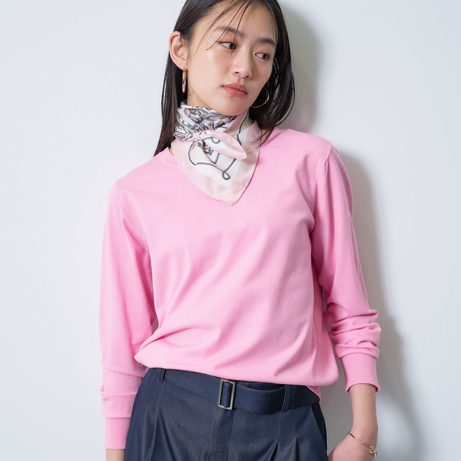 INDIVI「【洗える／アンサンブル可能】シンプルデザインニット」|ニット・セーター|ピンク(072)