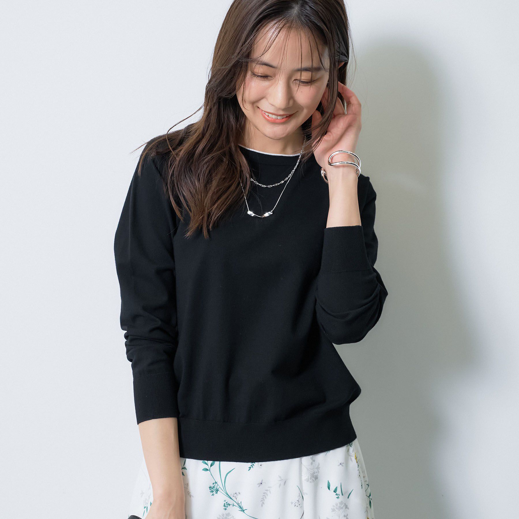 INDIVI「【洗える／アンサンブル可能】シンプルデザインニット」|ニット・セーター|