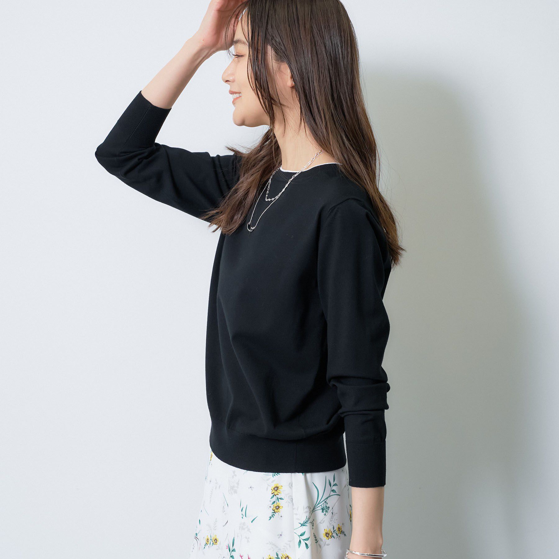 INDIVI「【洗える／アンサンブル可能】シンプルデザインニット」|ニット・セーター|