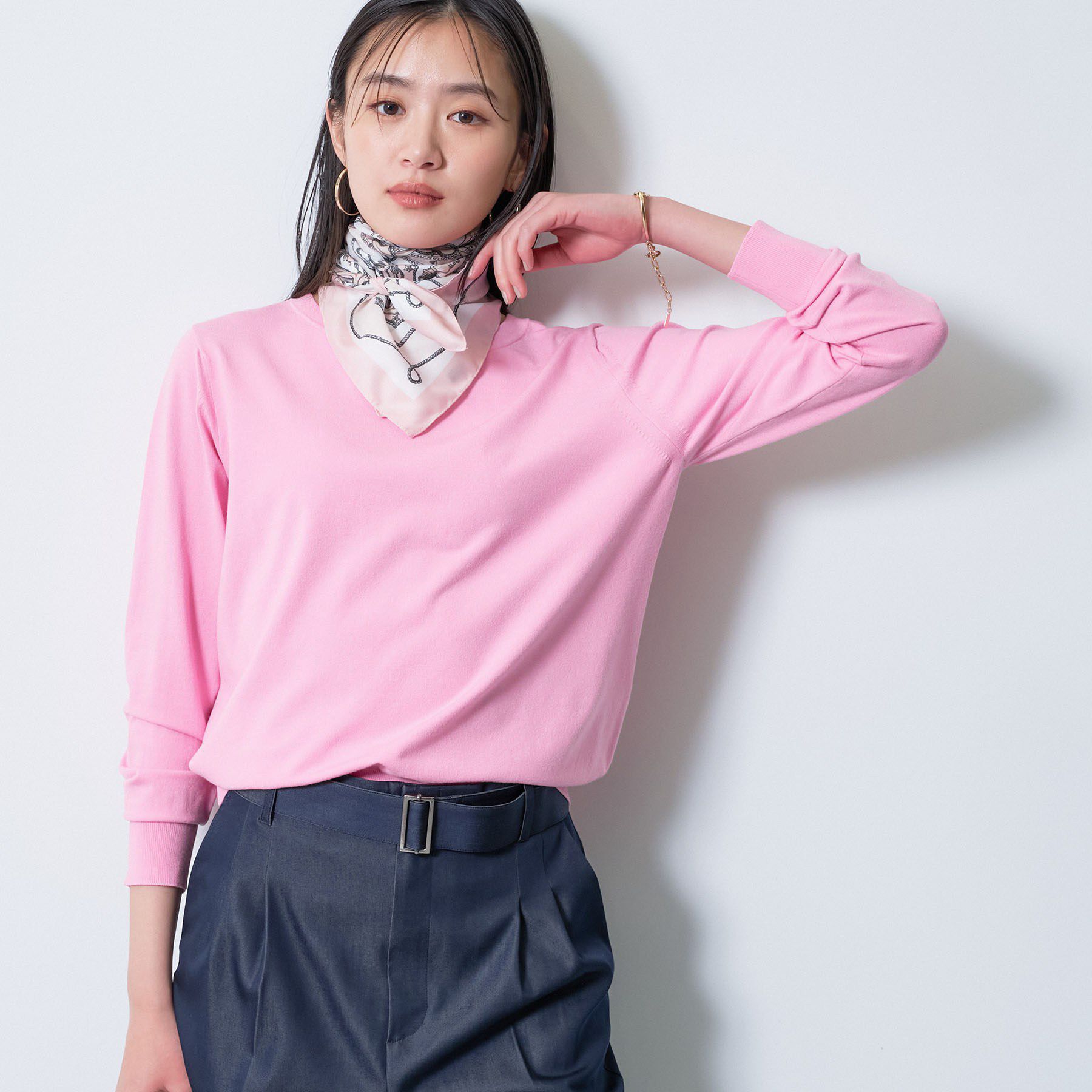 INDIVI「【洗える／アンサンブル可能】シンプルデザインニット」|ニット・セーター|