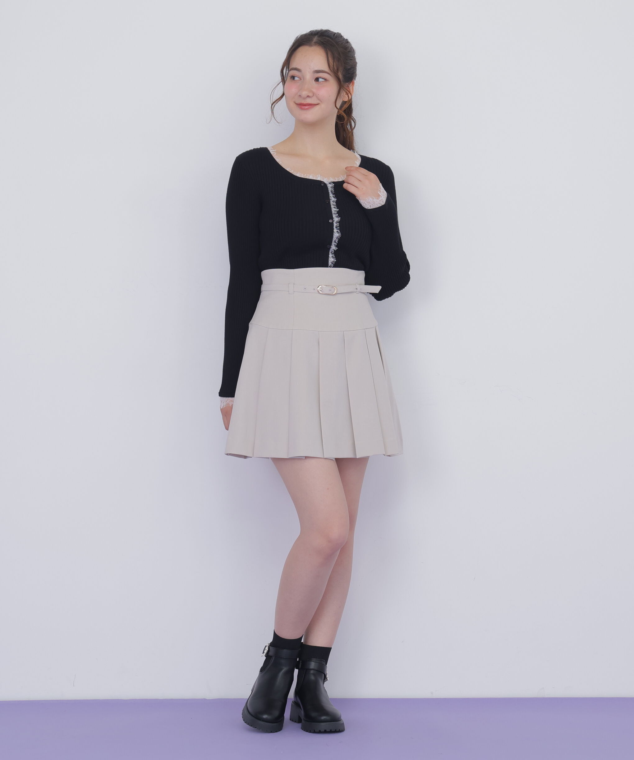  「レーストリミングリブニット」|ニット・セーター|