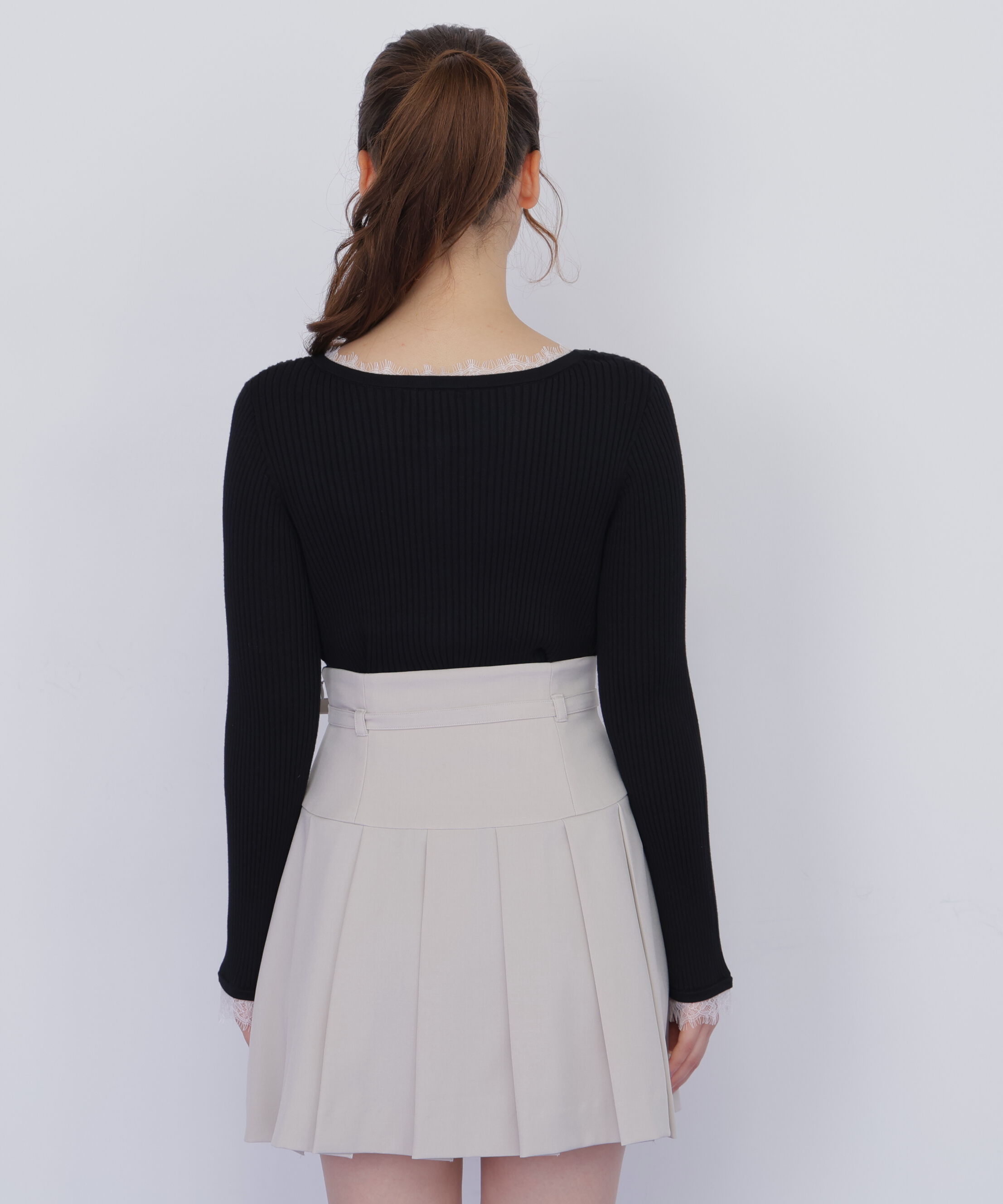  「レーストリミングリブニット」|ニット・セーター|