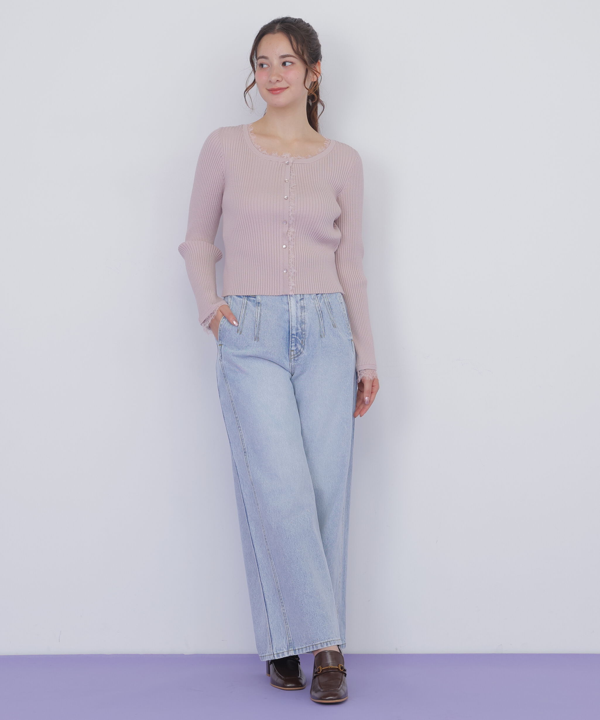  「レーストリミングリブニット」|ニット・セーター|