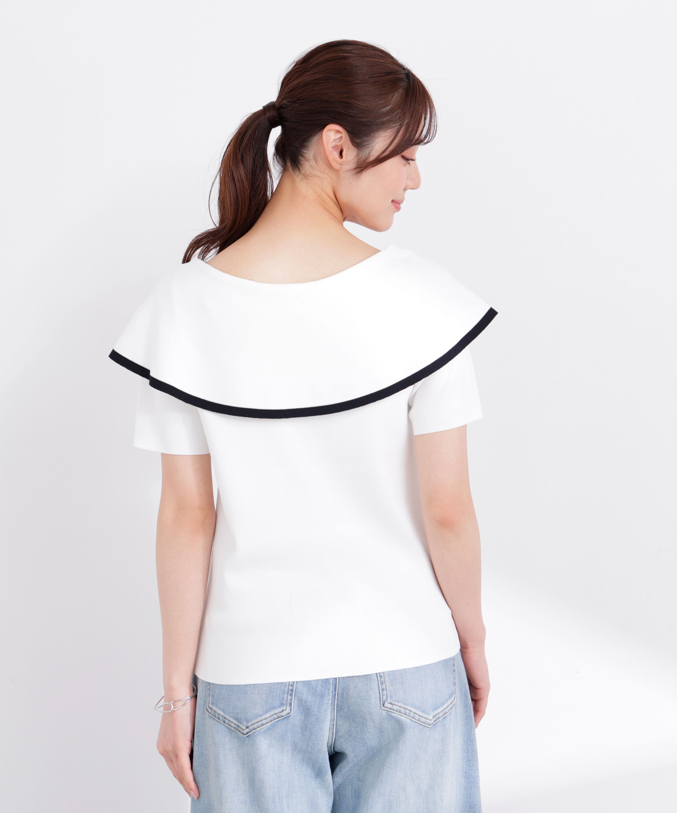 PROPORTION BODY DRESSING「トリムラインケープニットトップス 26SS」|ニット・セーター|