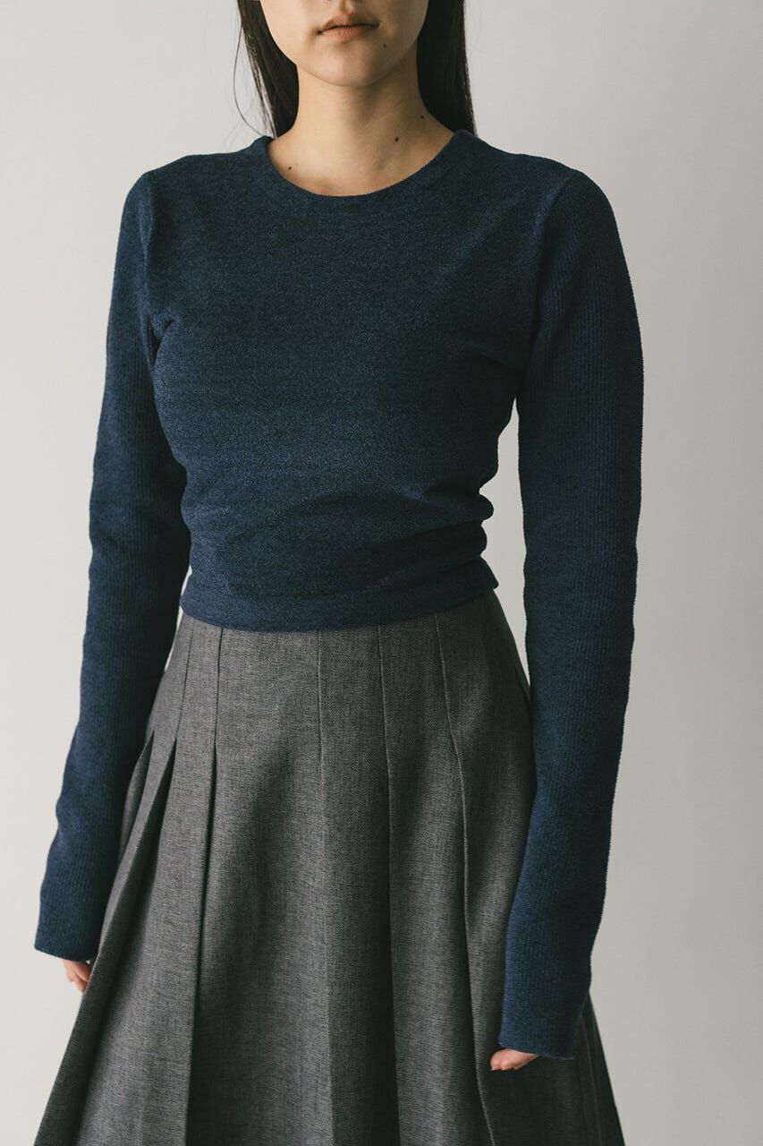 STYLEMIXER「バックオープンベロアショートニット」|ニット・セーター|