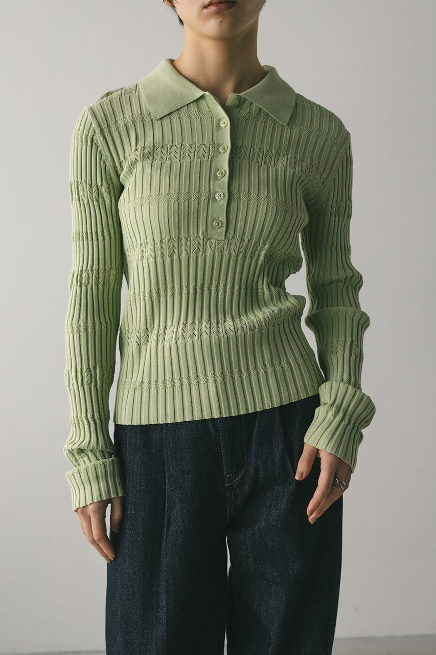 STYLEMIXER「アイレットリブニットポロ」|ニット・セーター|MINT