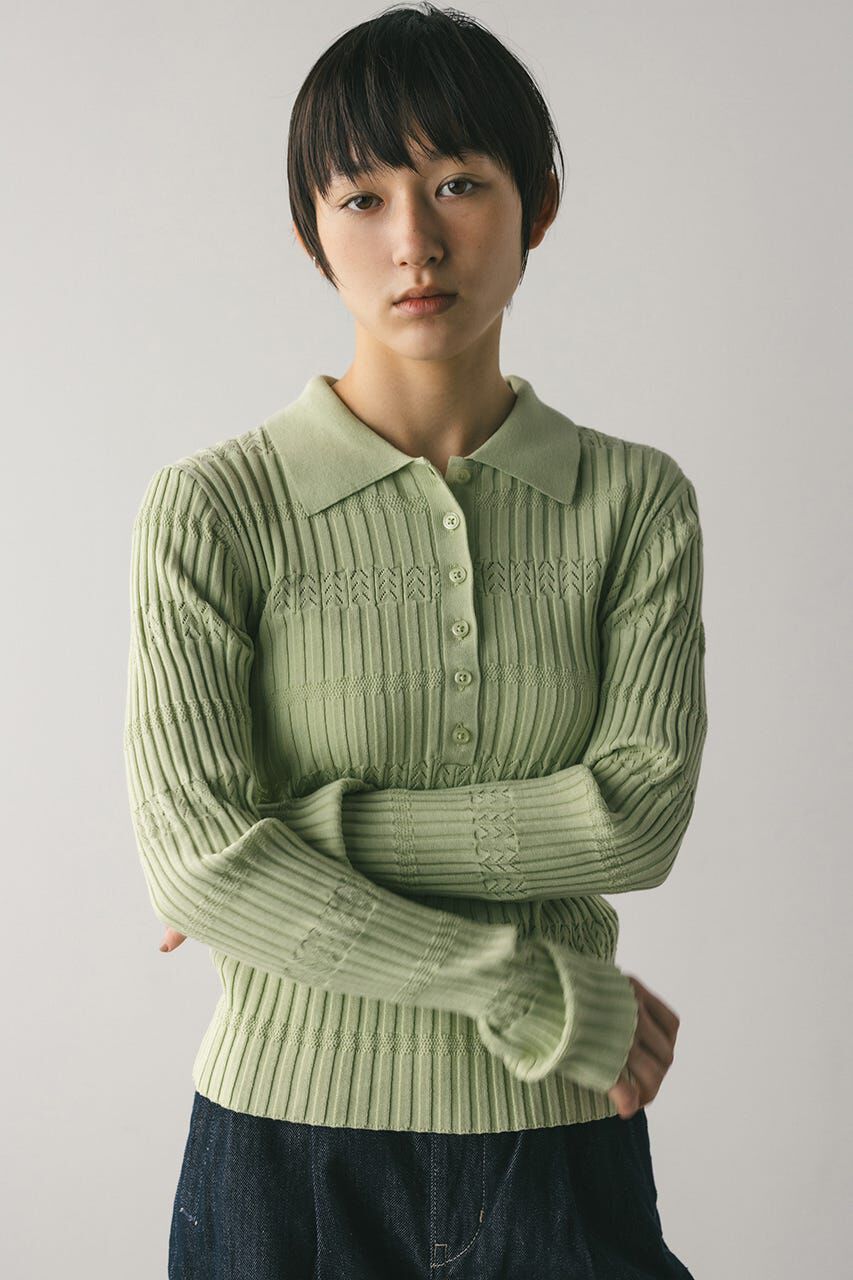 STYLEMIXER「アイレットリブニットポロ」|ニット・セーター|