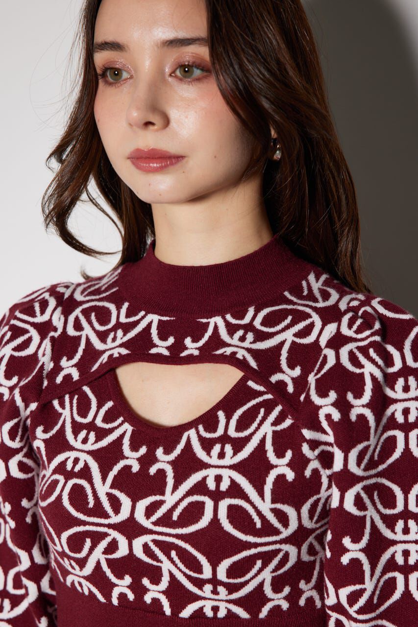 rienda「ロゴジャガードニットタイトワンピース」|ワンピース|