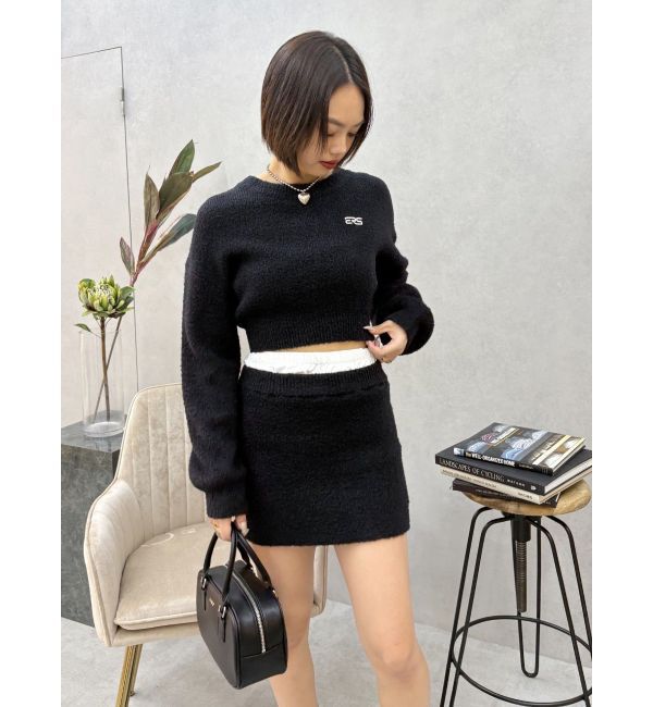 EVRIS「ダブルウエストファンシーヤーンミニスカート【セットアップ着用可能】」|スカート|