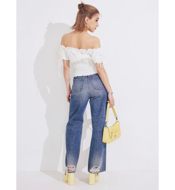 EVRIS「フロントジップリボンオフショルブラウス」|シャツ・ブラウス|