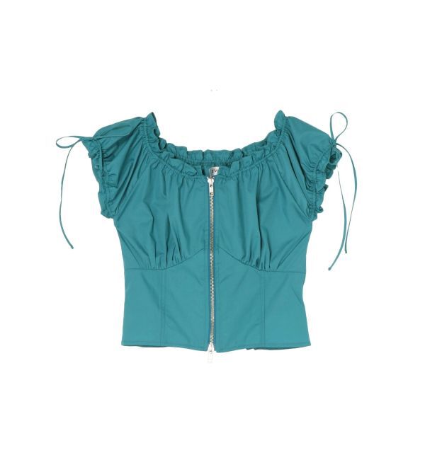 EVRIS「フロントジップリボンオフショルブラウス」|シャツ・ブラウス|