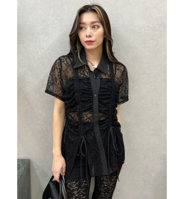 EVRIS「ドロストハーフスリーブレースシャツ」|シャツ・ブラウス|