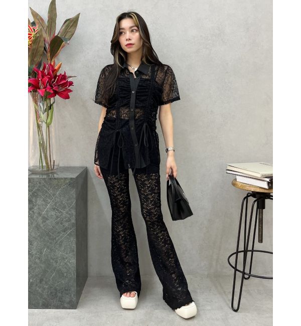 EVRIS「ドロストハーフスリーブレースシャツ」|シャツ・ブラウス|