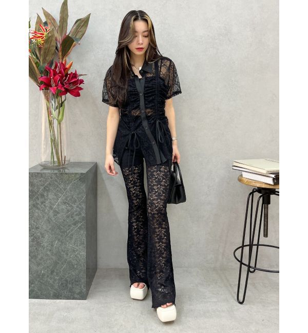 EVRIS「ドロストハーフスリーブレースシャツ」|シャツ・ブラウス|