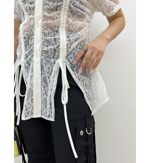 EVRIS「ドロストハーフスリーブレースシャツ」|シャツ・ブラウス|