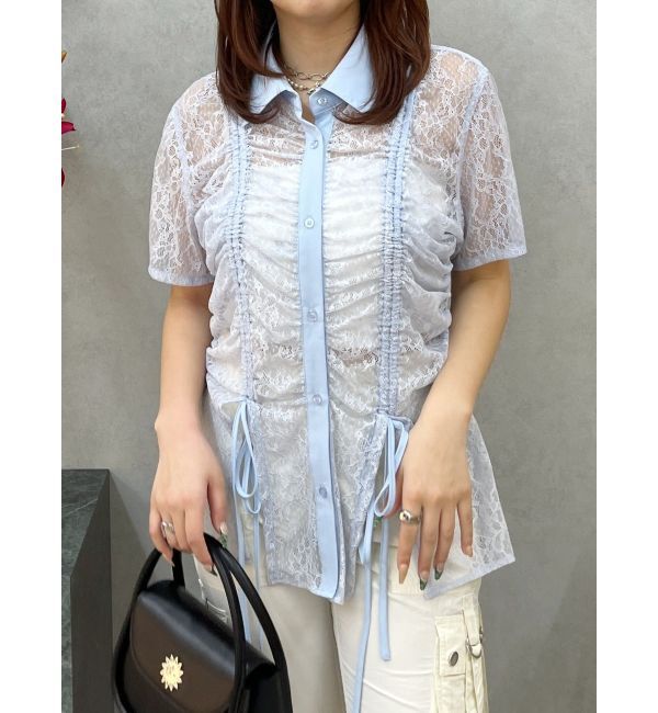 EVRIS「ドロストハーフスリーブレースシャツ」|シャツ・ブラウス|