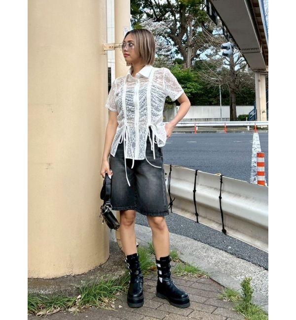 EVRIS「ドロストハーフスリーブレースシャツ」|シャツ・ブラウス|