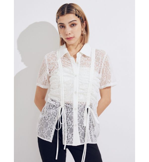 EVRIS「ドロストハーフスリーブレースシャツ」|シャツ・ブラウス|