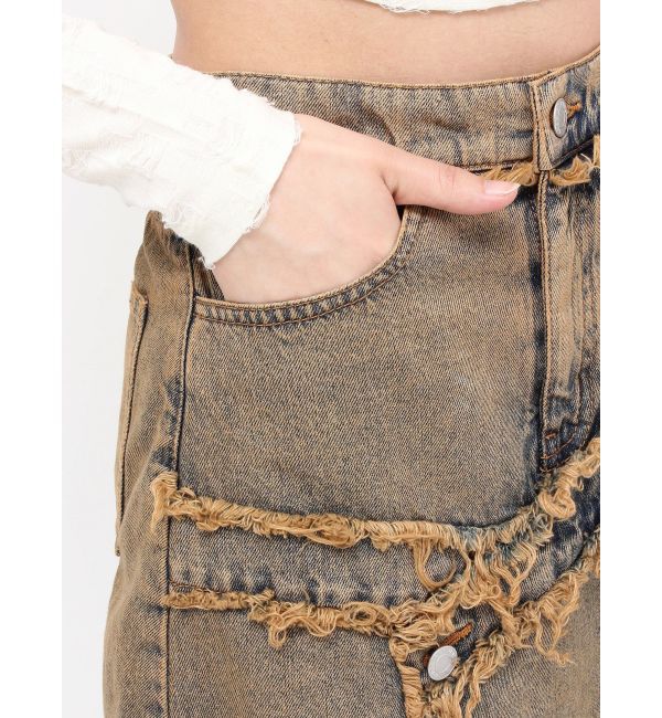 EVRIS「フリンジスリットロングデニムスカート」|スカート|