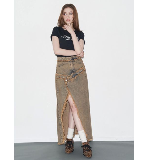 EVRIS「フリンジスリットロングデニムスカート」|スカート|