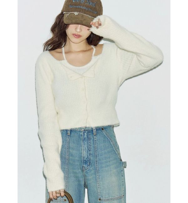 EVRIS「ホルターネックシャギーニットトップス」|ニット・セーター|ホワイト