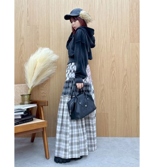 EVRIS「チェックドッキングロングスカート」|スカート|