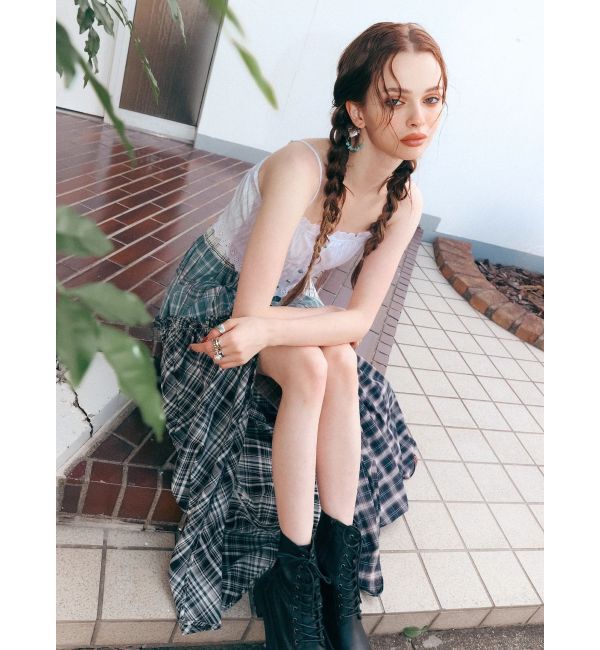 EVRIS「チェックドッキングロングスカート」|スカート|