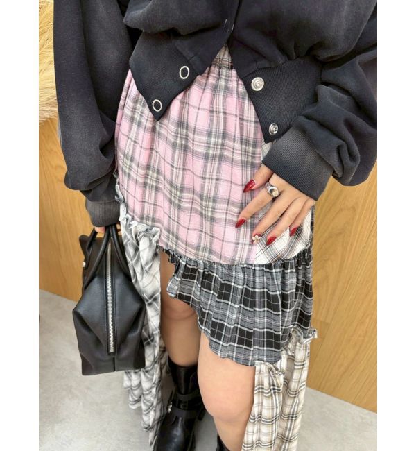 EVRIS「チェックドッキングロングスカート」|スカート|