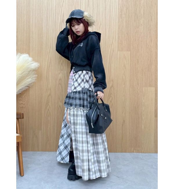 EVRIS「チェックドッキングロングスカート」|スカート|