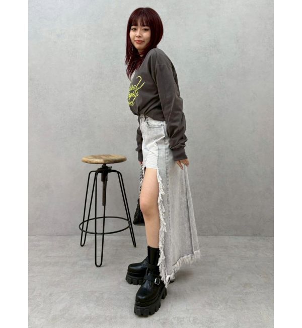 EVRIS「ダメージスリットロングデニムスカート【セットアップ着用可能】」|スカート|