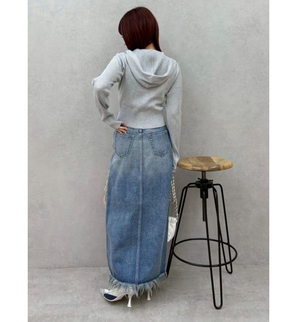 EVRIS「ダメージスリットロングデニムスカート【セットアップ着用可能】」|スカート|