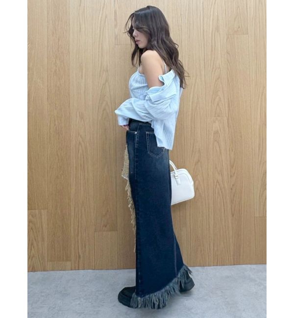 EVRIS「ダメージスリットロングデニムスカート【セットアップ着用可能】」|スカート|