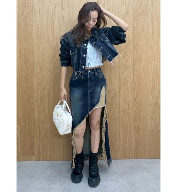 EVRIS「ダメージスリットロングデニムスカート【セットアップ着用可能】」|スカート|