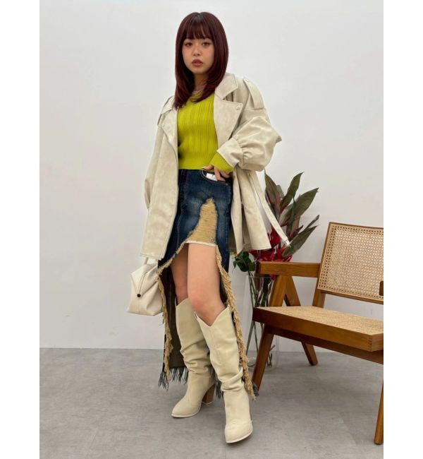 EVRIS「ダメージスリットロングデニムスカート【セットアップ着用可能】」|スカート|