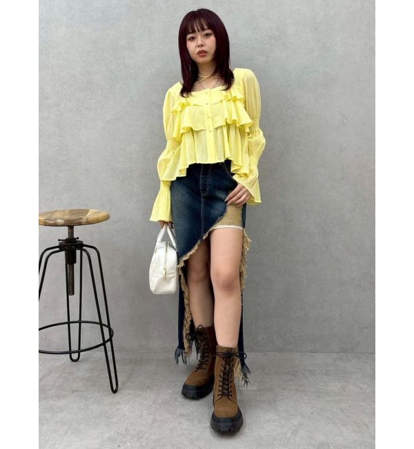 EVRIS「ダメージスリットロングデニムスカート【セットアップ着用可能】」|スカート|