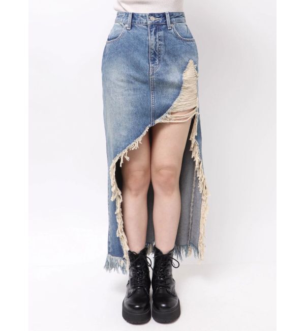 EVRIS「ダメージスリットロングデニムスカート【セットアップ着用可能】」|スカート|