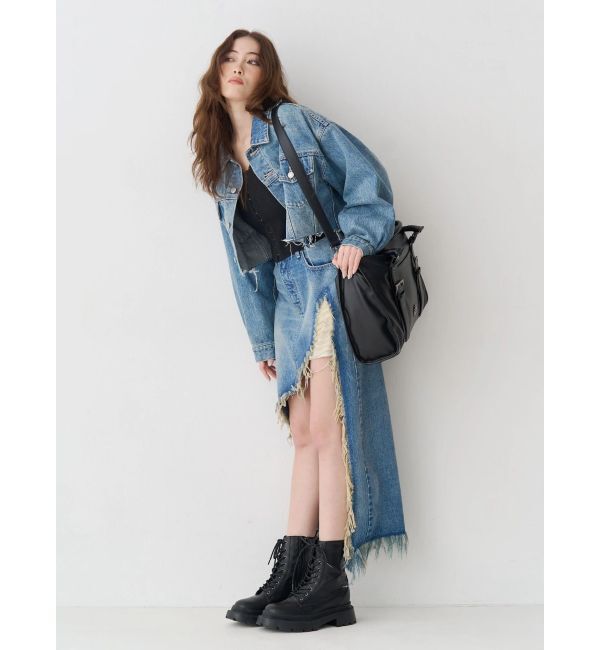 EVRIS「ダメージスリットロングデニムスカート【セットアップ着用可能】」|スカート|