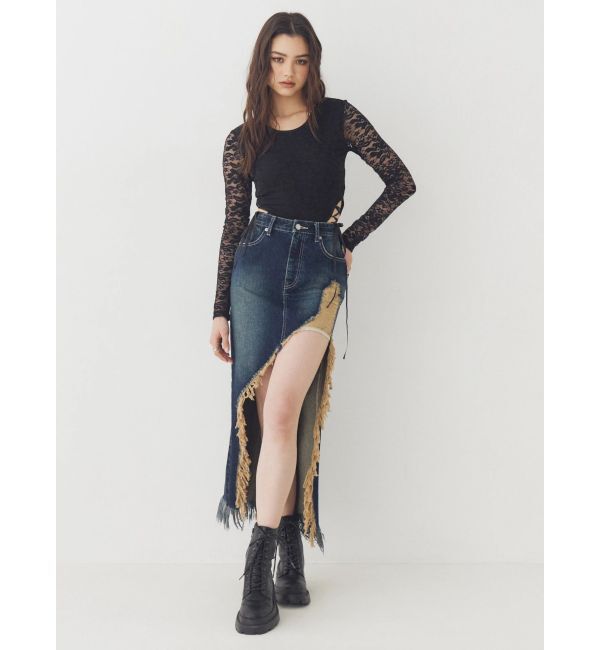 EVRIS「ダメージスリットロングデニムスカート【セットアップ着用可能】」|スカート|