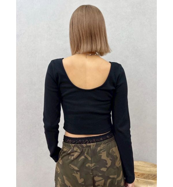EVRIS「バックオープンショートリブトップス」|Tシャツ・カットソー|