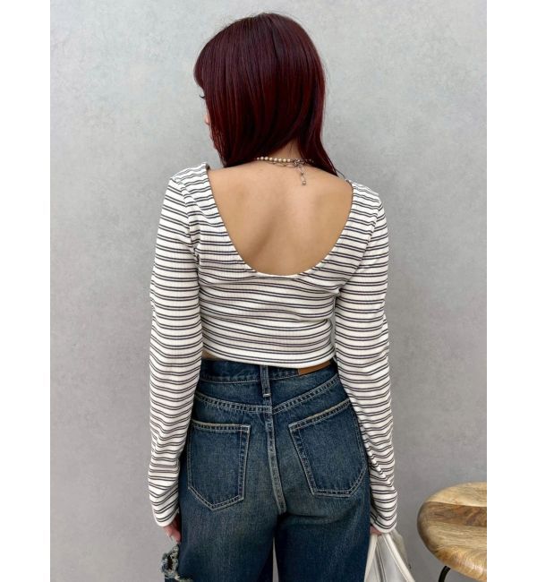 EVRIS「バックオープンショートリブトップス」|Tシャツ・カットソー|