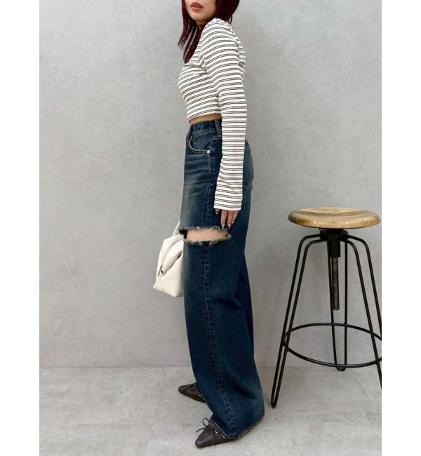 EVRIS「バックオープンショートリブトップス」|Tシャツ・カットソー|