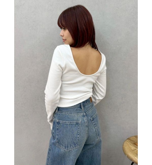 EVRIS「バックオープンショートリブトップス」|Tシャツ・カットソー|