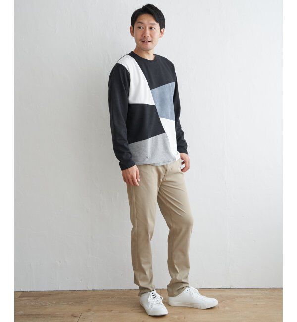 ikka「ブロックススエード切り替えロンT」|Tシャツ・カットソー|