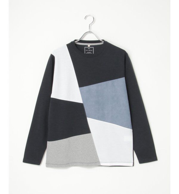 ikka「ブロックススエード切り替えロンT」|Tシャツ・カットソー|