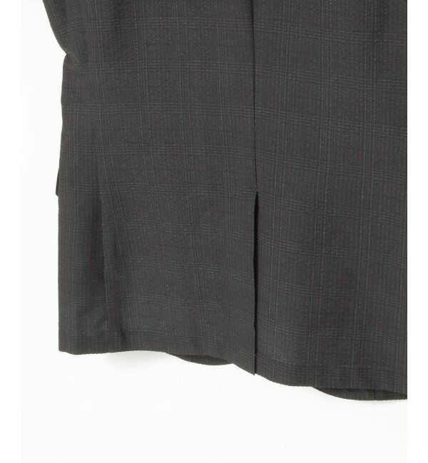 IKKA LOUNGE「【セットアップ対応】ブラックドットサッカーライトジャケット」|テーラードジャケット|