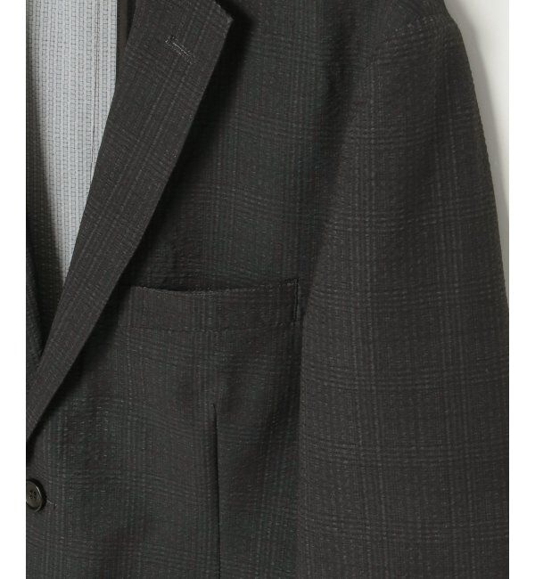 IKKA LOUNGE「【セットアップ対応】ブラックドットサッカーライトジャケット」|テーラードジャケット|