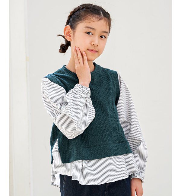 ikka kids「ＬＫケーブルガラレイヤードＰＯ」|Tシャツ・カットソー|グリーン